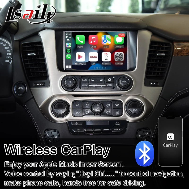 Lsailt беспроводной CarPlay/ Android мультимедийный интерфейс для GMC Yukon Sierra с Netflix YouTube Auto