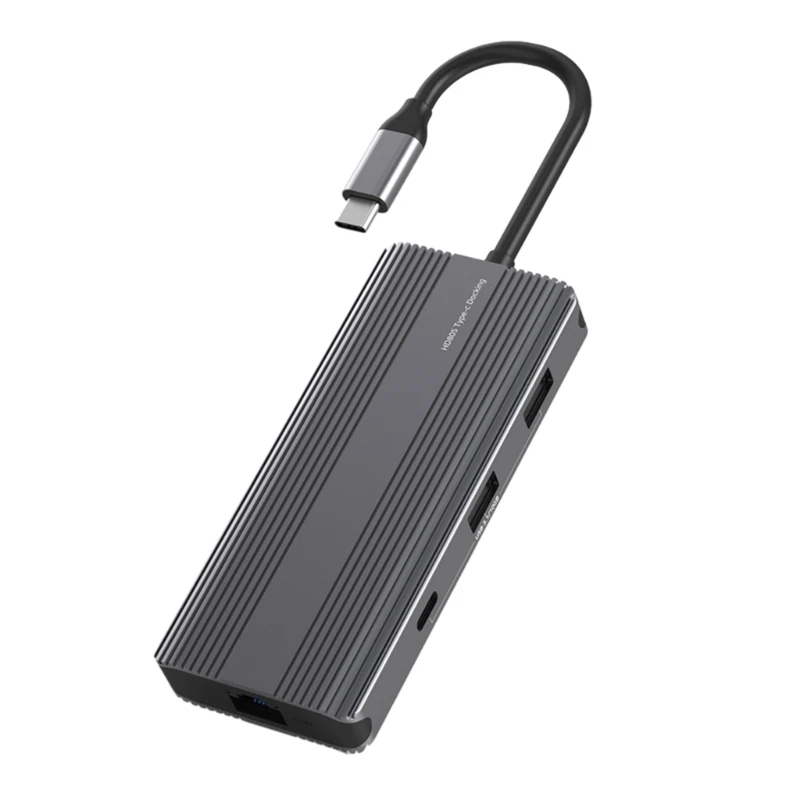 

2023 New TypeC Dock HDMI-compatible2x USB Adapter Hub 10Gbps, TypeC Rj45 Reader Docking Station 8-Port For Laptop