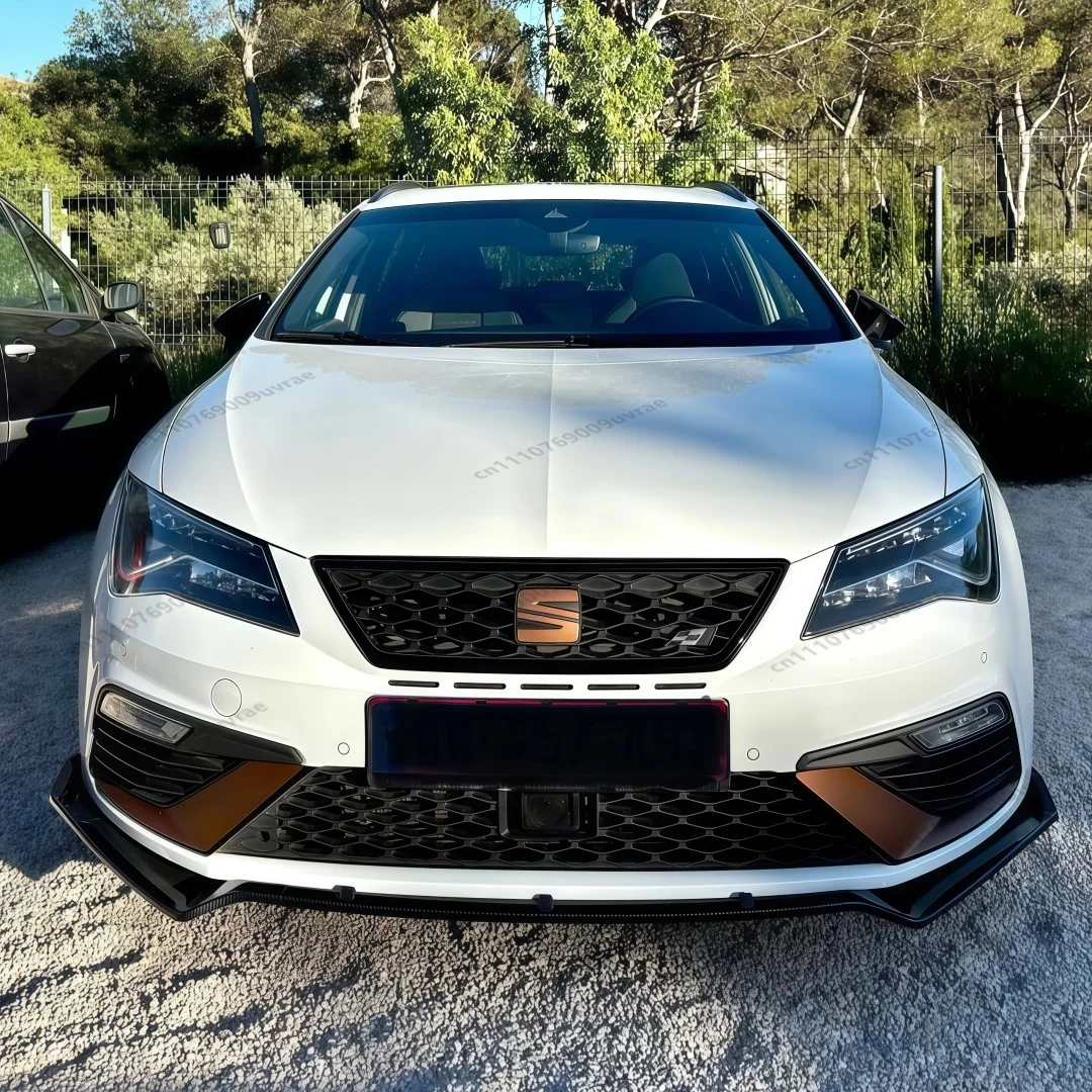 Фото Для Seat Leon MK3 MK3.5 Cupra FR Sportstourer SC 2012-2020: Передний бампер, сплиттер, накладка-спойлер, диффузор, защита, тюнинг, глянцевый черный цвет №1