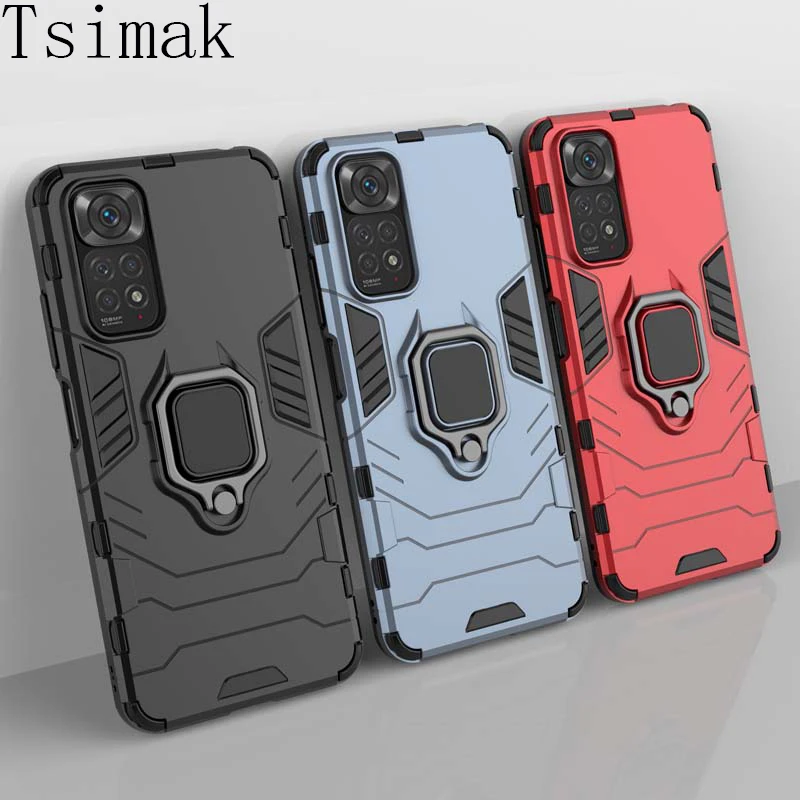 

Armor Case For Redmi Note 11 Pro Global Ring Stand Shockproof Back Cover for Xiaomi Redmi Note 10 11 10S 11S 4G 5G Phone Case