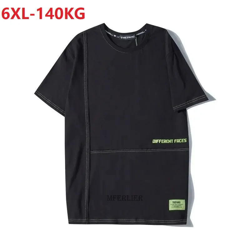 

summer men casual tshirt short sleeve plus size 5XL 6XL print letter tops mferlier loose high street wear tees fashion