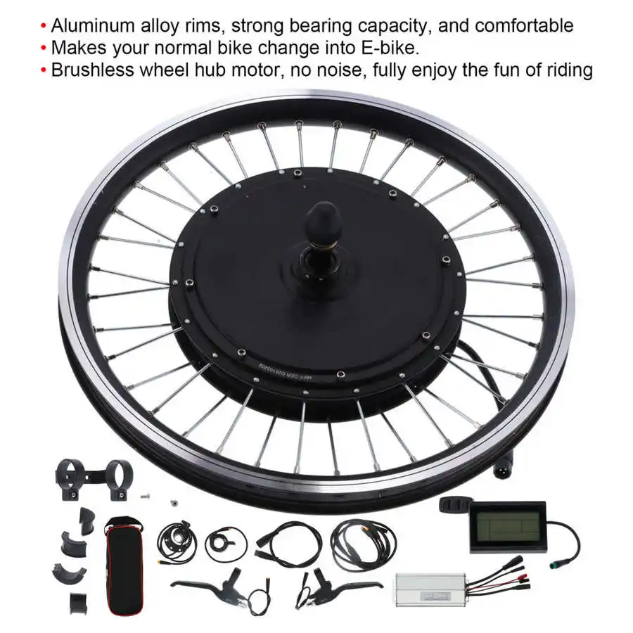 

48V 1000W Electric Bicycle Conversion Kit 20in Rear Brushless Wheel Hub Motor Controller Trigger Shifter for KT‑LCD3 Display