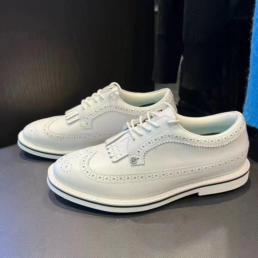 2023 Men's Sneakers Golf Shoes Korean Brand Leather Comfortable Non-slip Waterproof Fashion Outdoor Sports Casual White Sneakers