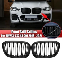 high quality abs front kidney grille matte black dual slat grille for bmw g01 g02 g08 x3 x4 2018 2019 2020 2021auto accessories