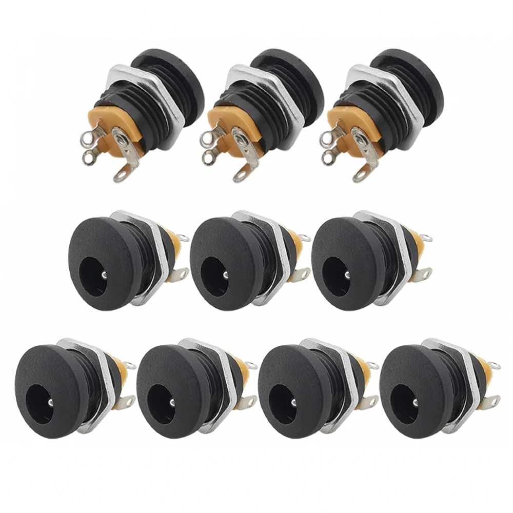 

10Pcs DC-022 5.5x2.1mm DC Power Socket Plug Jack DC Connectors Round Hole Screw Nut Interface Panel Mounting DC022