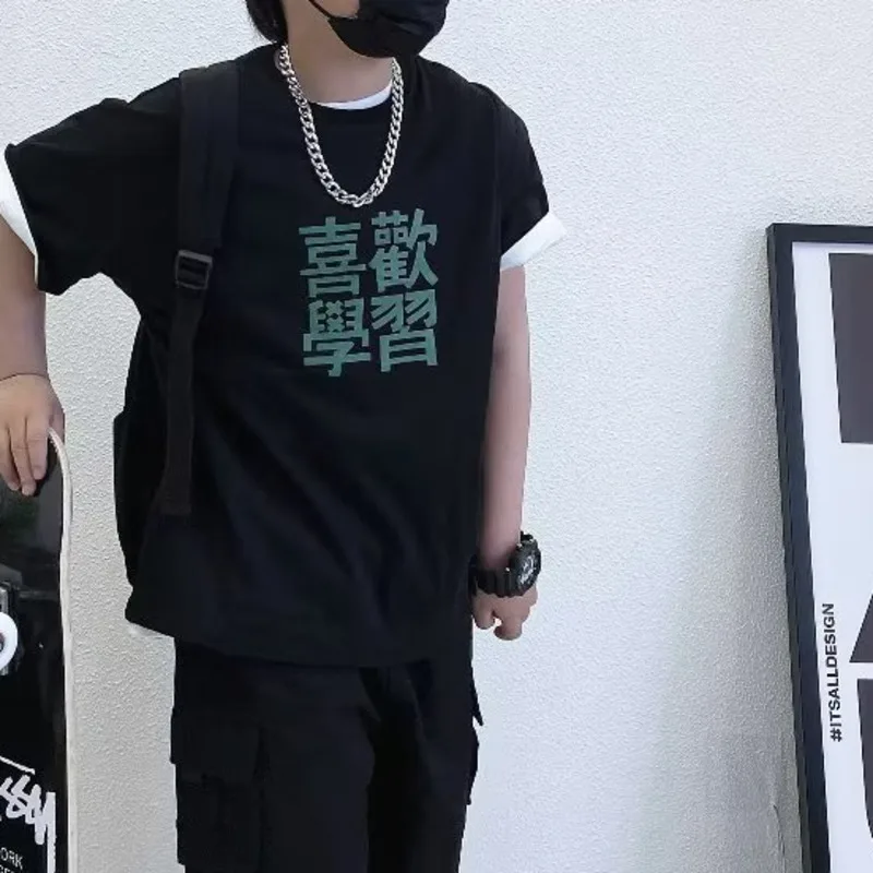 Футболка с круглым вырезом Универсальная детская одежда свободная мода