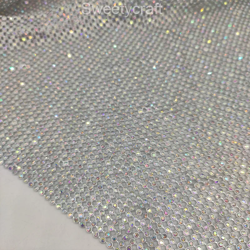 Tela de malla metálica con diamantes de imitación, 45x120cm, tela metálica de cristal suelta, bricolaje, Kendall, Chainmail, vestido, joyería para ropa