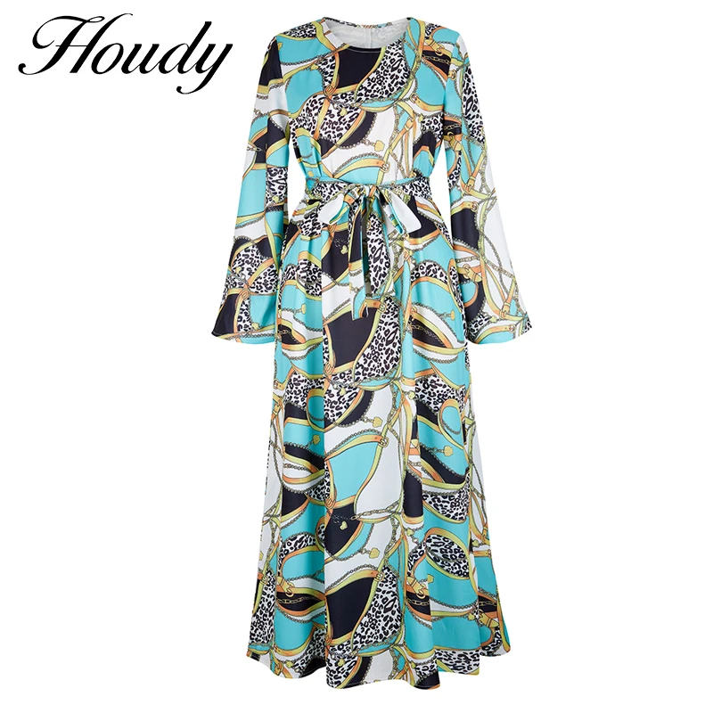 

Spring/Summer New Ladies Fashion Long Dress Green Bohemian Print Loose Lace Sweet Girl Pleated Dress Party Casual Women's Wear