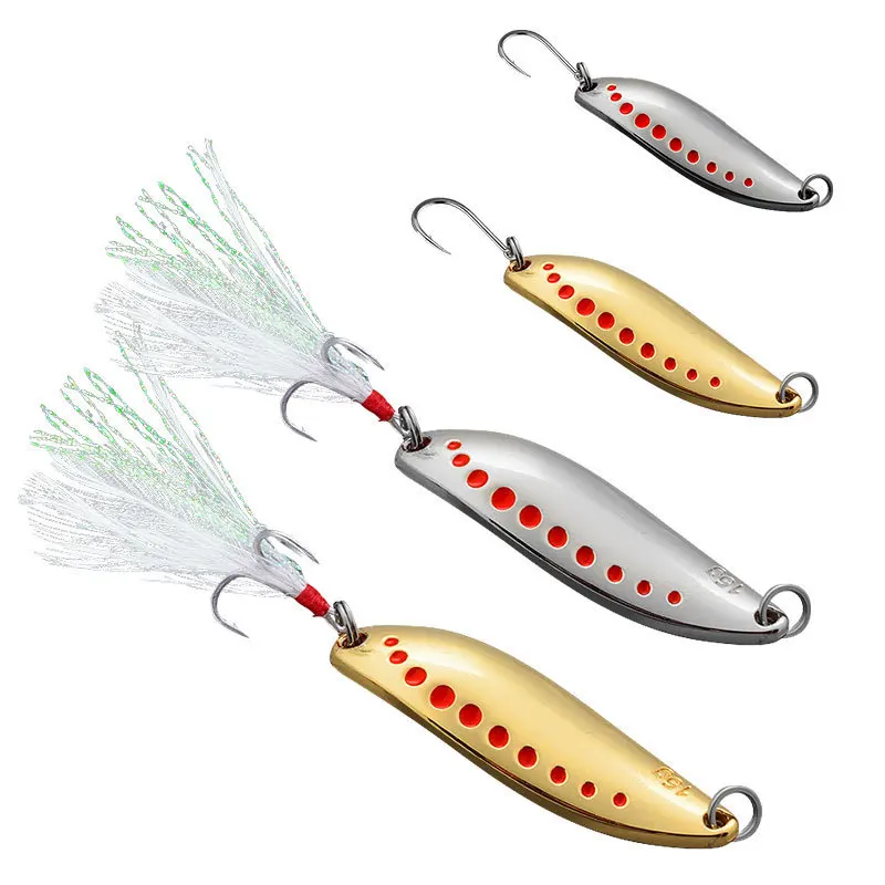 

1PCS Spoon Spinner Metal Leech Fishing Lure Hard Baits Sequin Wobbler with Feather For Pike Trout Bass Catfish Fishing Tackle