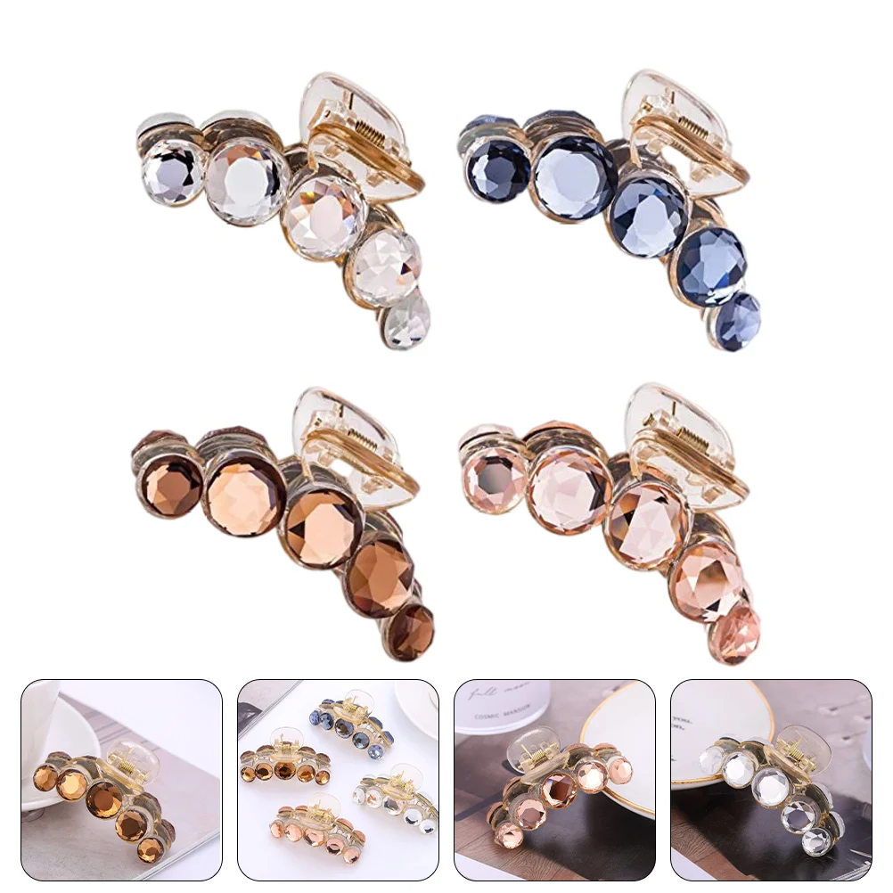 

4Pcs Fashion Hair Clamp Crystal Grip Hair Clip Ornament for Daily Life Party