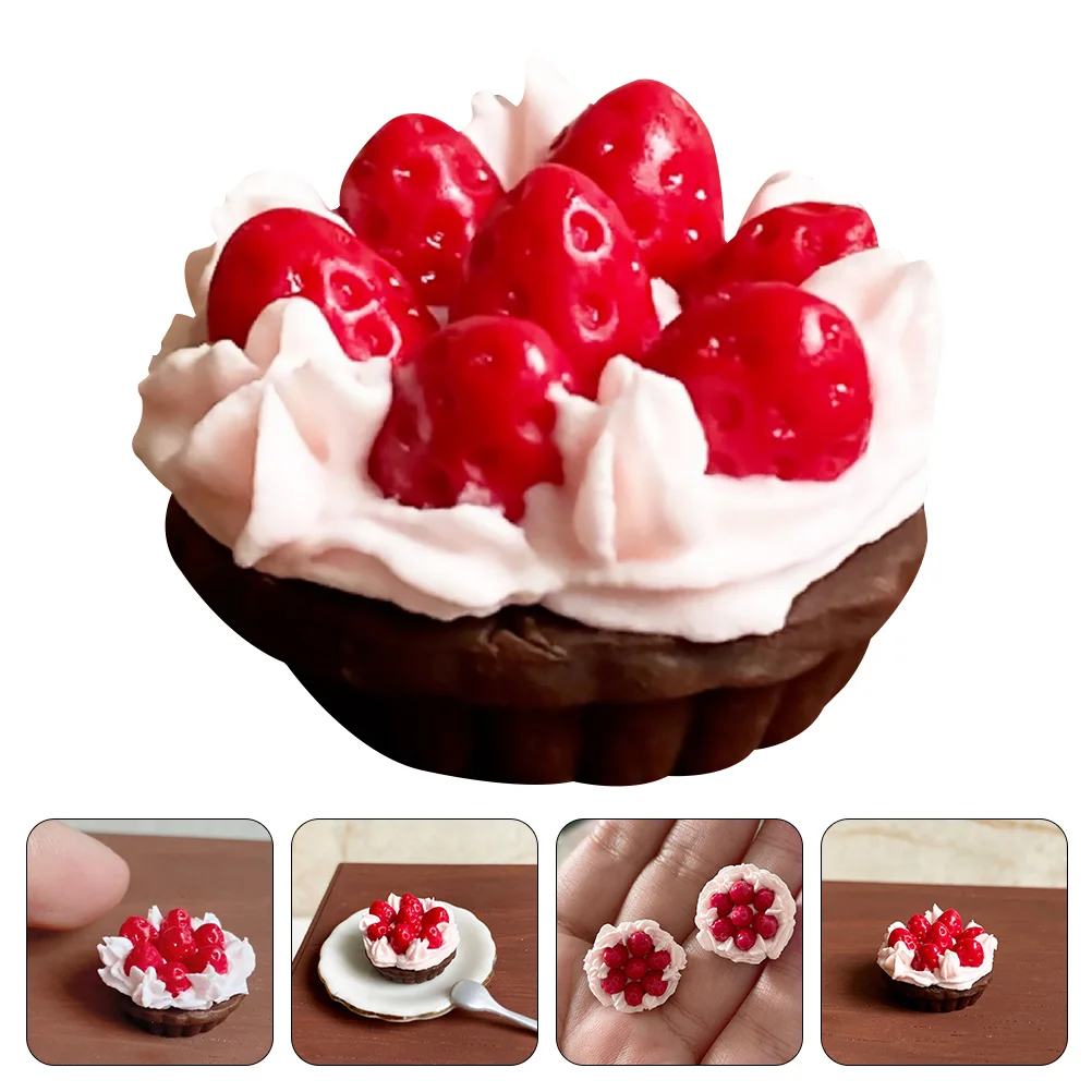 

Miniature Furniture Strawberry Pies House Food Fruit Adornment Resin Model