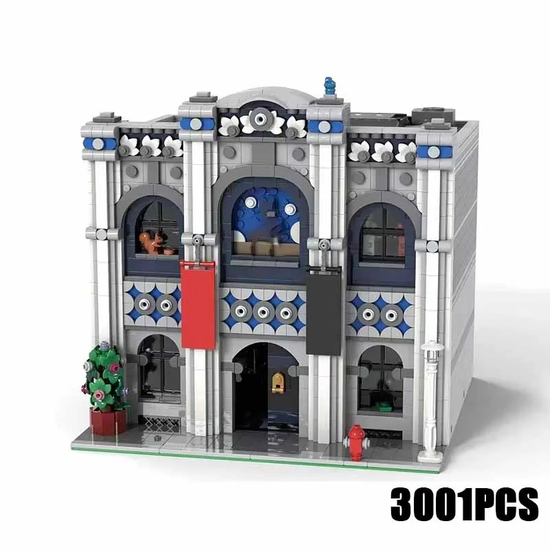 Moc строительный блок современный космический музей модель технология кирпич