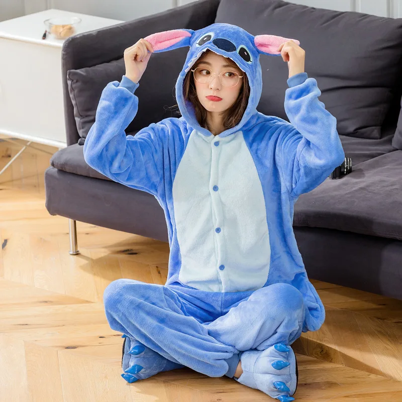 Fleece Cartoon Onesies For Adults Animal Kigurumi One-Piece Pijama Sleepwear Winter Cosplay Costume Christmas Funny Pajamas Set