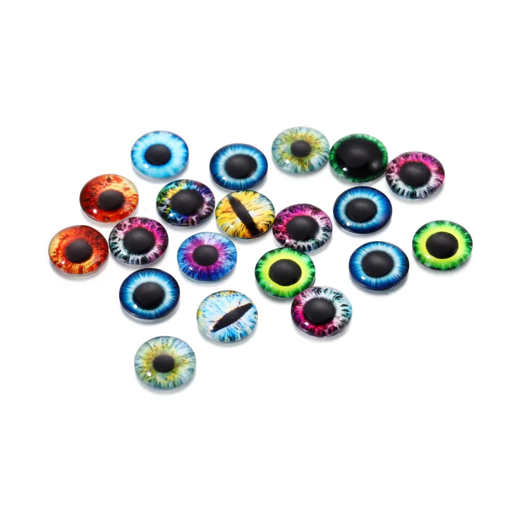 

20Pcs/Pack Round Glass Eye Cabochons Ome Dragon Eye Animal Dragon Cat Eye Toys Flat Back For DIY Jewelry Making Findings