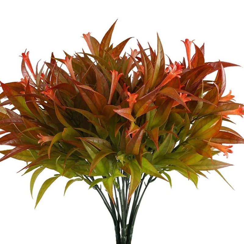 

Promotion! 4Pcs Artificial Outdoor Plants Fake Flower Plants Artificial Morning Glory Shrubs Bundles Faux Plastic Bouquets