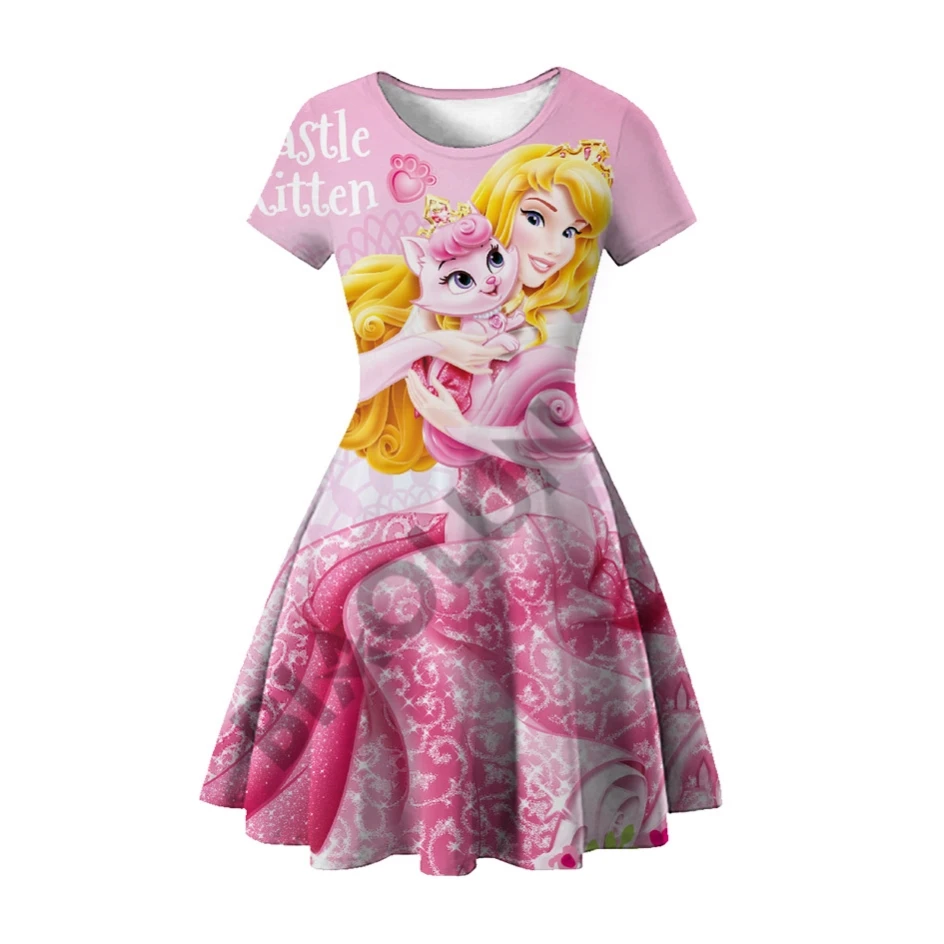 

Disney Fashion 3D Palace Pets Baby Girls Dream Garden Dress Summer Cartoon Movie Princess Dress Children Girl Clothing 2-8 Years