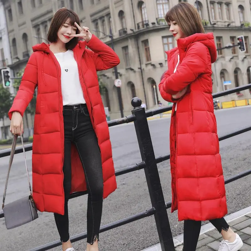 Women Down Jackets 2023 Fashion Solid Slim Hooded Down Coats Women Clothes Long Windproof Female Parkas Loose Oversized Korean