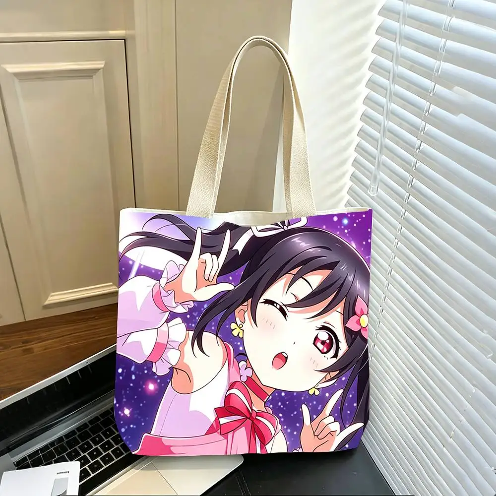 Фото Сумка-шоппер из холщовой ткани с принтом Twin Tail Girl Y-Yazawa Nico Love Live, сумка через плечо, сумка для поездок на работу, сумка для покупок для мам №3