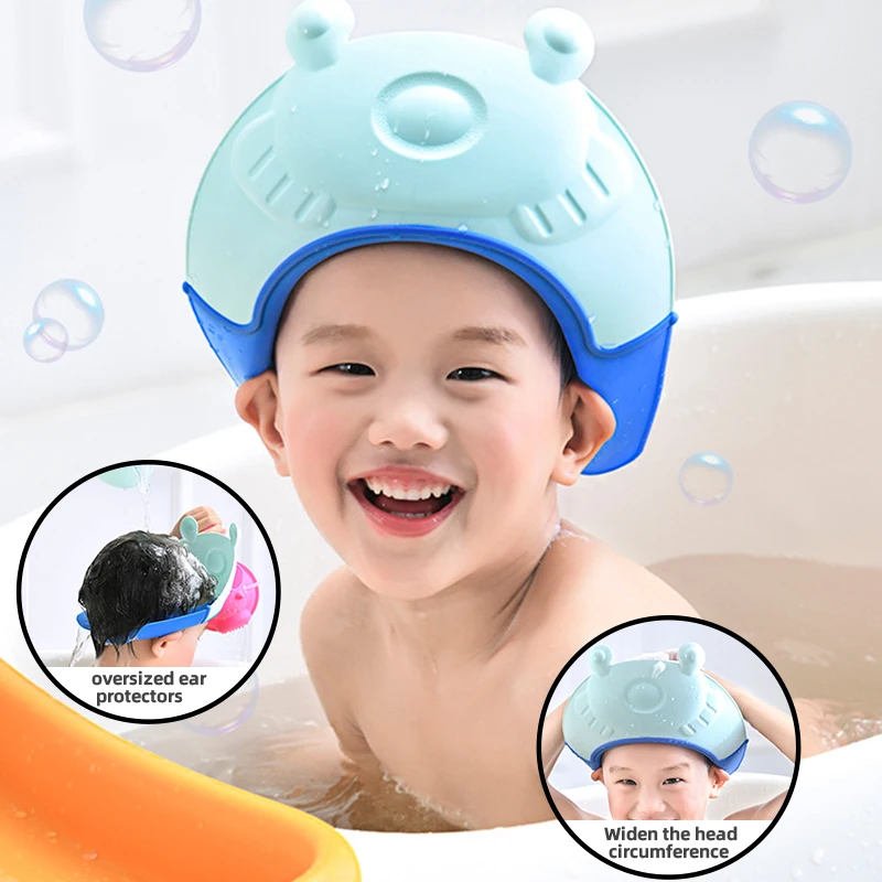 

Baby Shampoo Cap Cartoon Children Shower Cap Adjustable Hair Wash Hat for Kids Infant Ear Protection Bathing Protect Head Cover