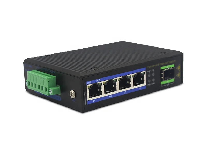 unmanageable outdoor 4 port ethernet over fiber 5 port industrial network switch PoE