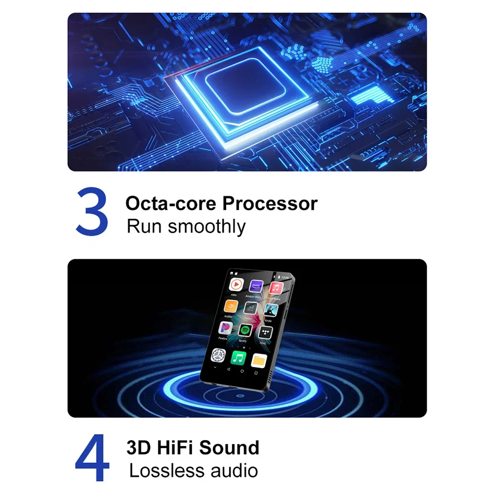 Wi-Fi MP3-плеер Bluetooth 5 0 MP5-плеер 4 0-дюймовый сенсорный экран Умная система Android 8.1 с
