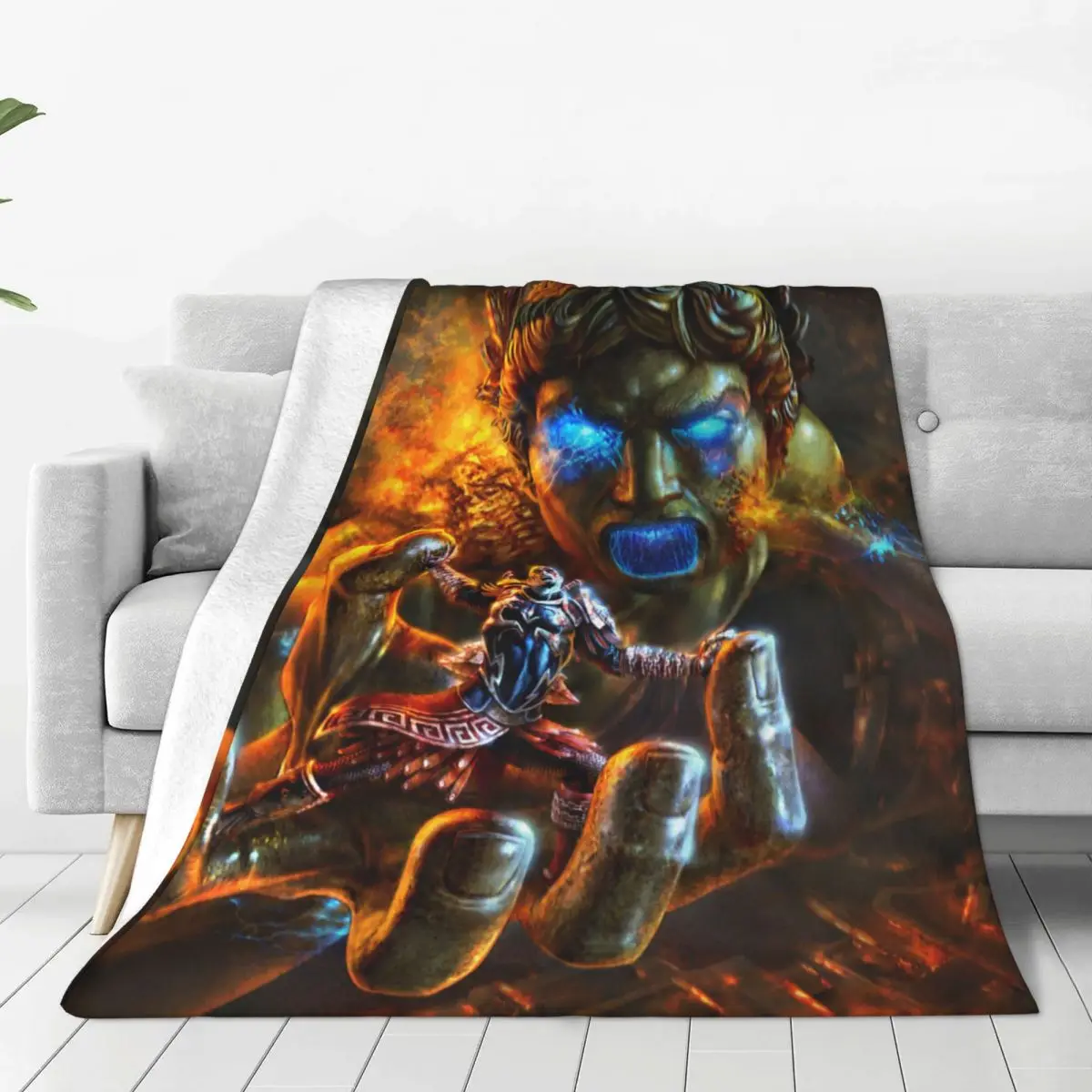 

Retro Kratos Blankets God of War Game Flannel Throw Blankets Bed Sofa Printed Lightweight Bedspreads