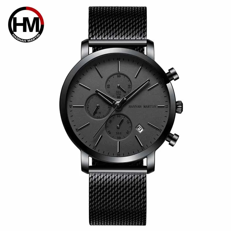 

Hannah Martin Business Fashion Men Quartz Watch Luxury Brand Steel Strap Wristwatch Mens Clock Boys Watches Relogio Masculions