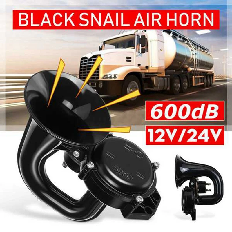 

New-12V/24V Auto Air Horn Loud Truck Trumpet Air Horn With Electric Valve Flat For Car Vehicle Trucks Bus Van Train