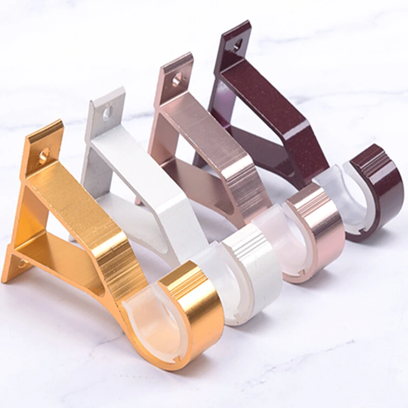 

New Multicolor Aluminum Alloy Curtain Rod Pole Holder Wall Mounted Bracket Base Decor Curtain Decorative Accessory
