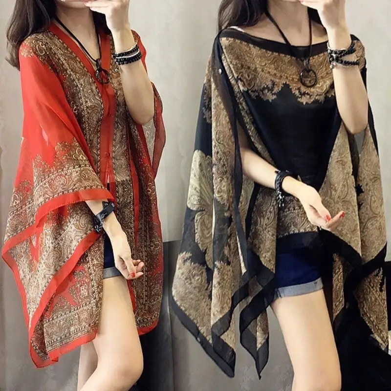 Fashion Women Scarf Shawl Poncho Printed Sunscreen Cover Bikini Sale Shawl Soft Comfortable Shawl Hot Beach Scarf Protectio X4R6 images - 6