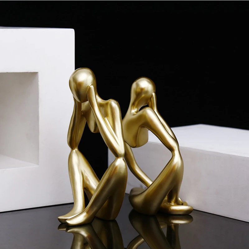 

Nordic Style Sculpture Modern Art Thinker Statue Resin Abstract Figurine Home Interior Office Desktop Handmade Crafts Decoration