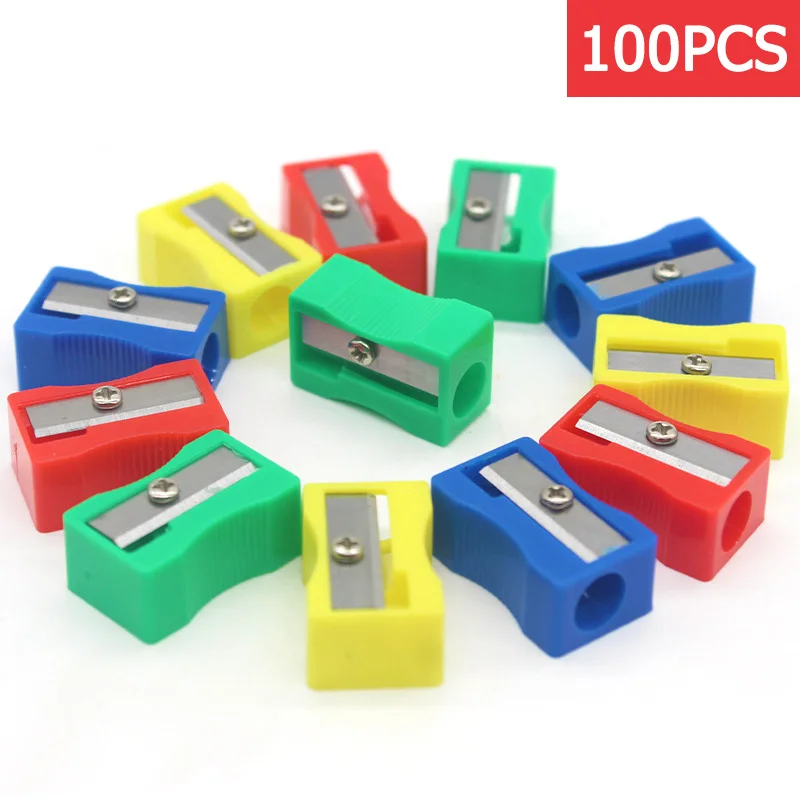 100pcs/lot Mini Plastic Pencil Sharpener Candy Color Standar