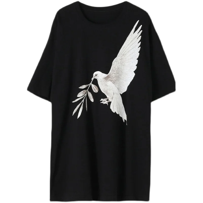 

Футболка с коротким рукавом Yamamoto 20SS Artist Yohji Dove Of символ мира Оливковая ветвь для мужчин и женщин