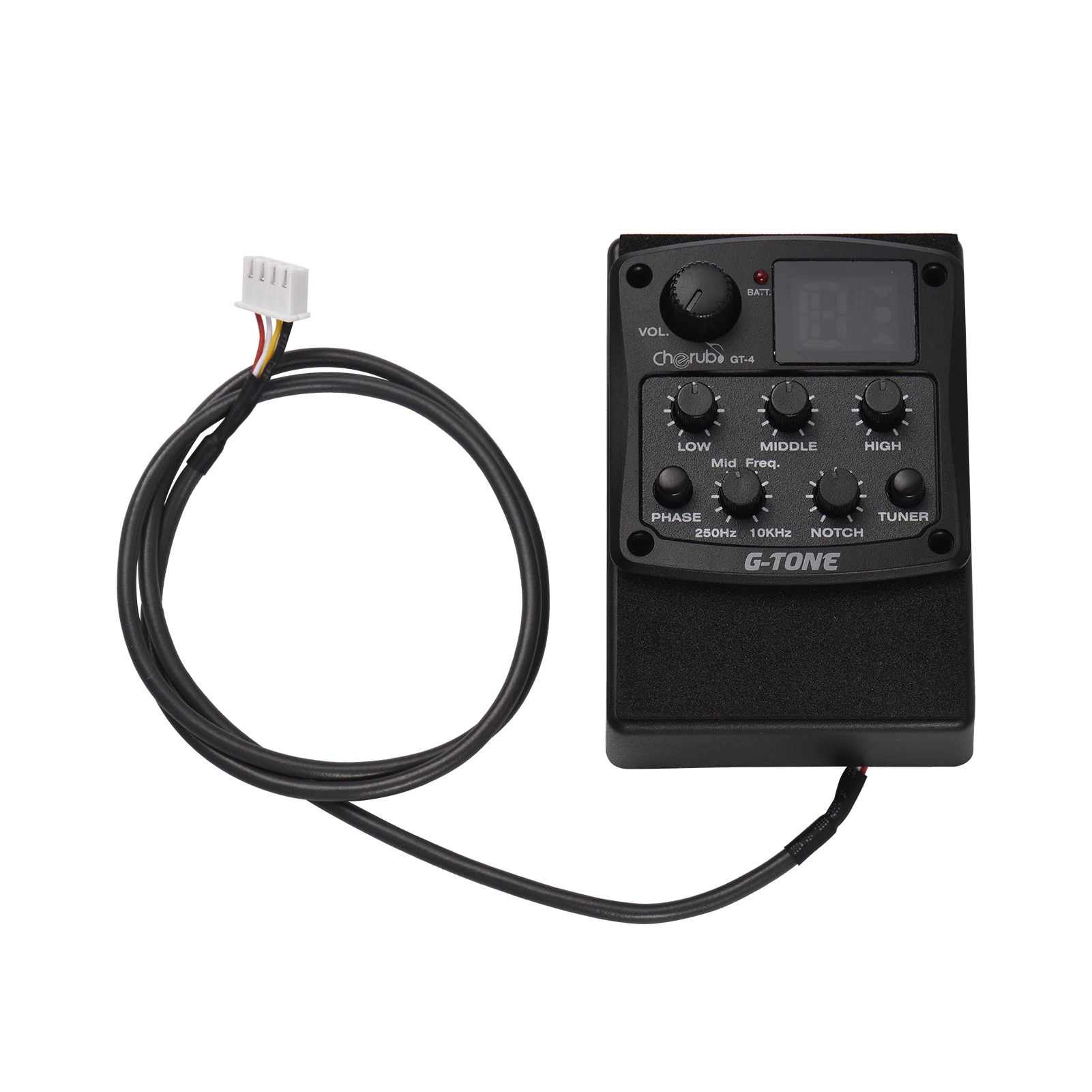 

Cherub GT-4 G-Tone 3-полосный эквалайзер, акустическая гитара, предварительный усилитель, пьезотюнер и громкость (громкость), прозрачный СВЕТОДИОДН...