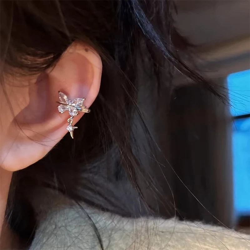 Шикарные Сверкающие Серьги-клипсы С Бабочками Для Женщин И Девочек Простые