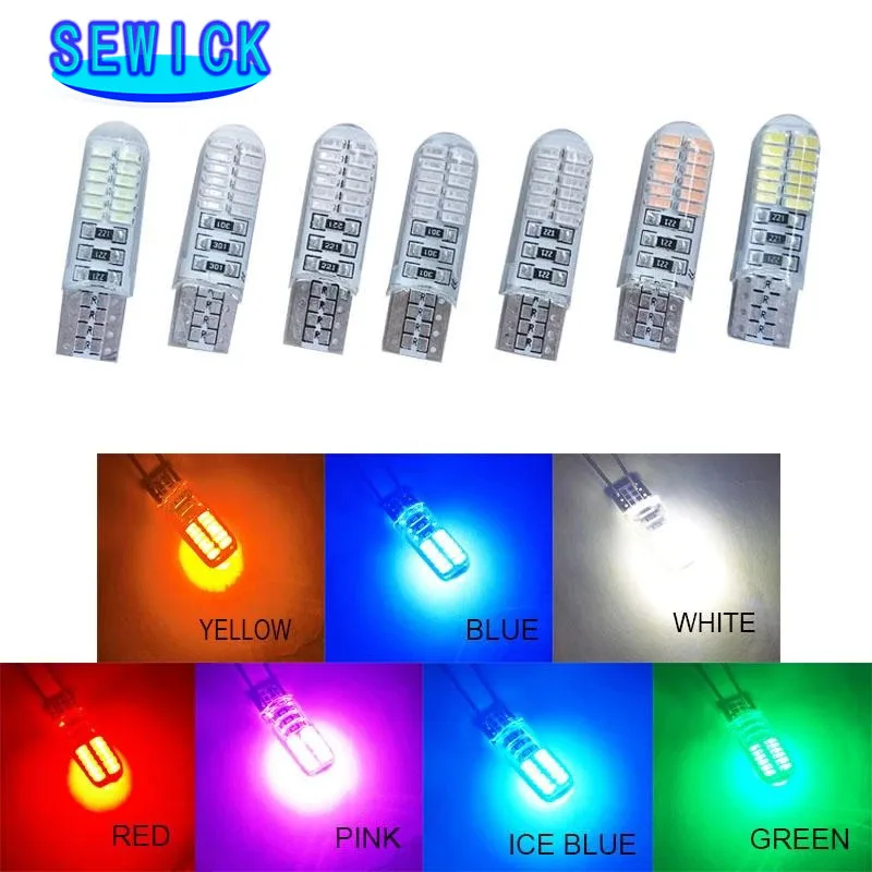 400pcs car led head bulb 1.5w 194 12v 6000k T10 w5w Clearance light 24SMD Auto Interior reading lamp yellow white ice blue - купить по