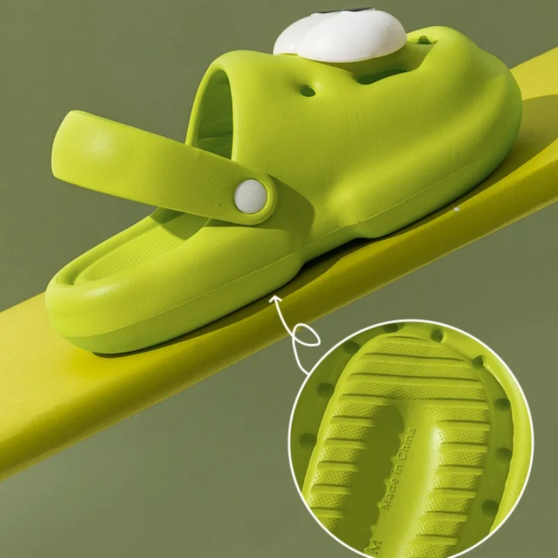 Women's Cartoon Big Eyes Decor Flats Slippers Summer Non-Slip Home Bedroom Casual Slides Bathroom Indoor Soft EVA Platform Shoes