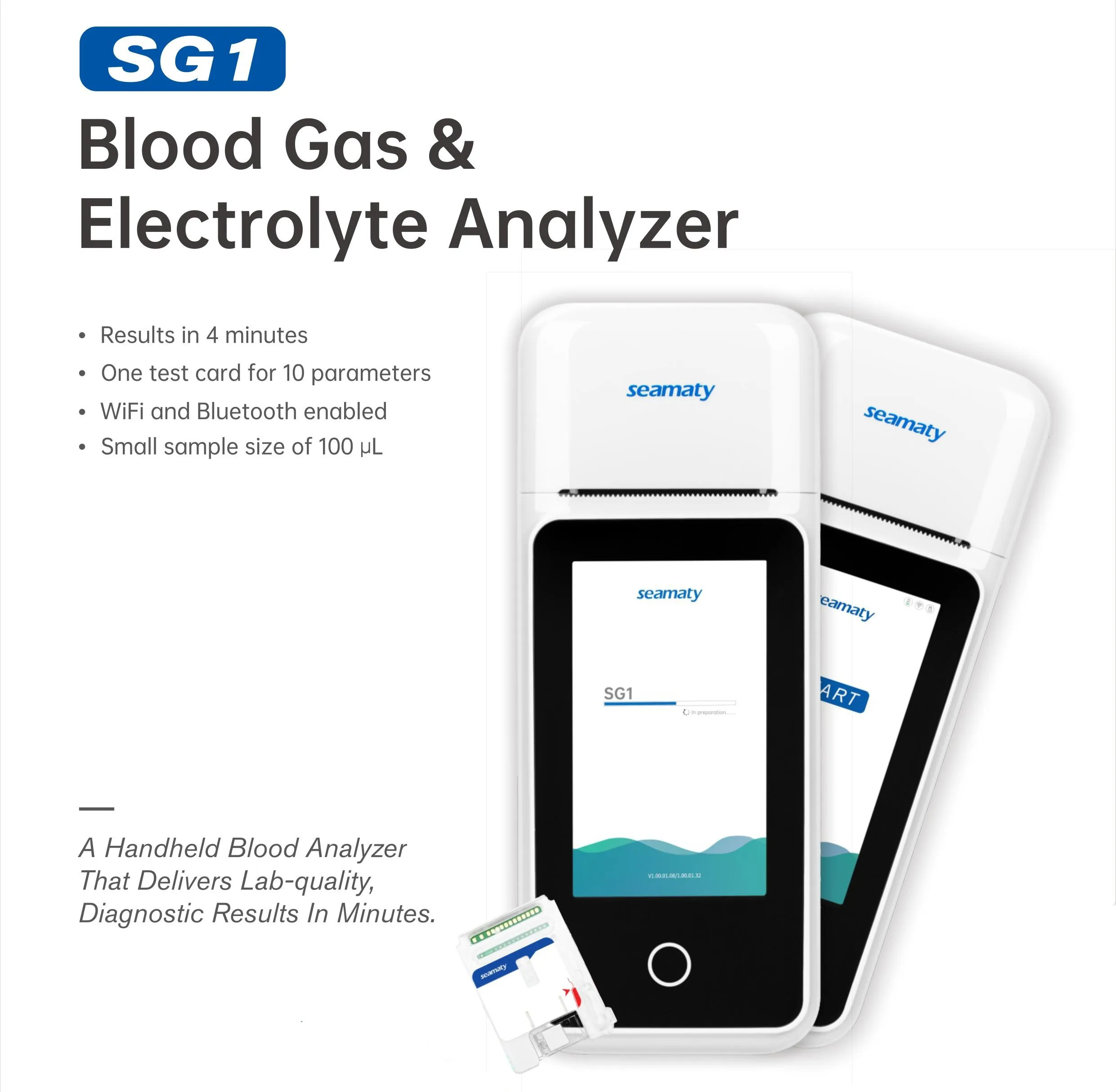 Seamaty SG1 Smart POCT Автоматизированный анализатор газа крови Анализатор электролитов