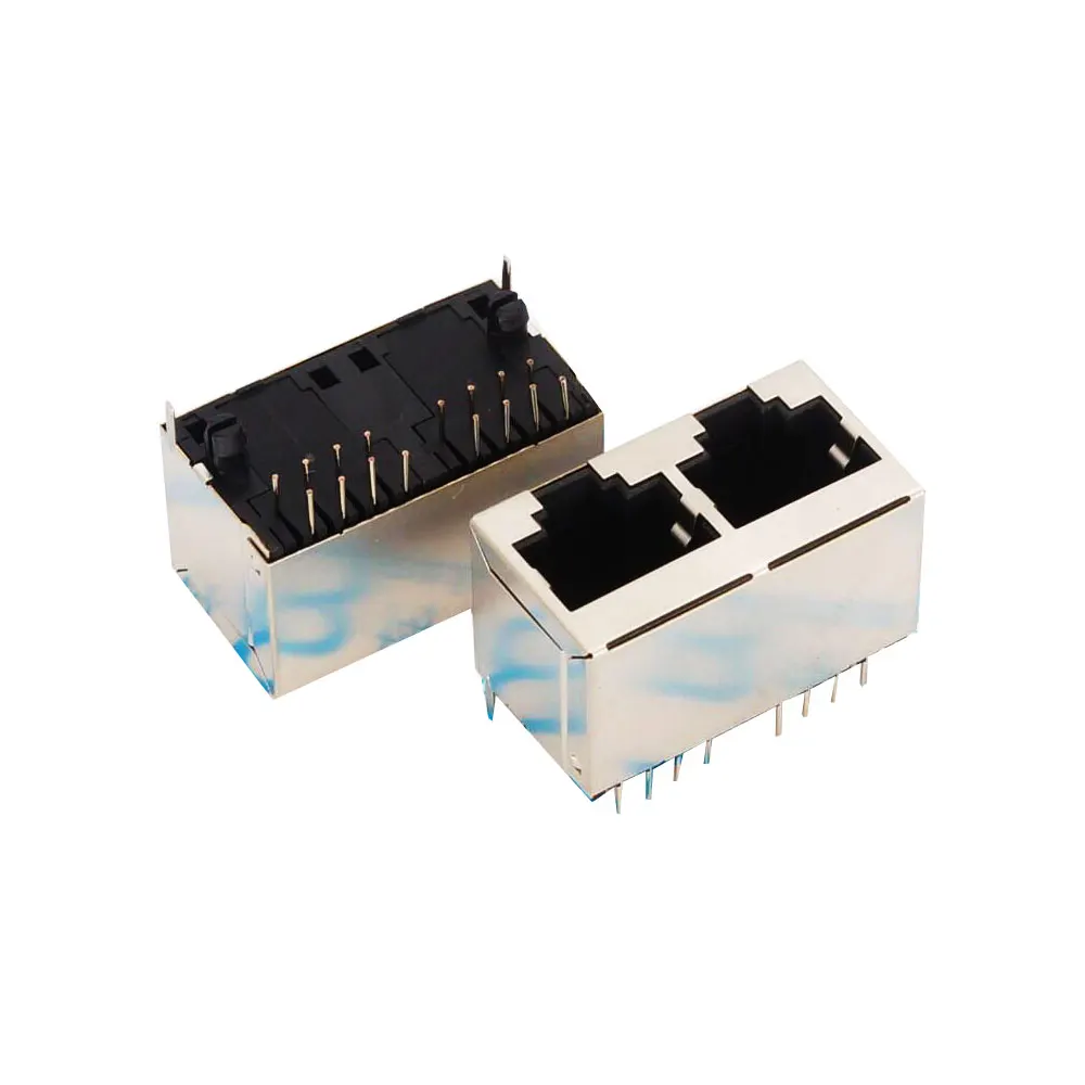 

5 шт., двухпортовые гнезда RJ45 с позолоченными иглами, 90 градусов