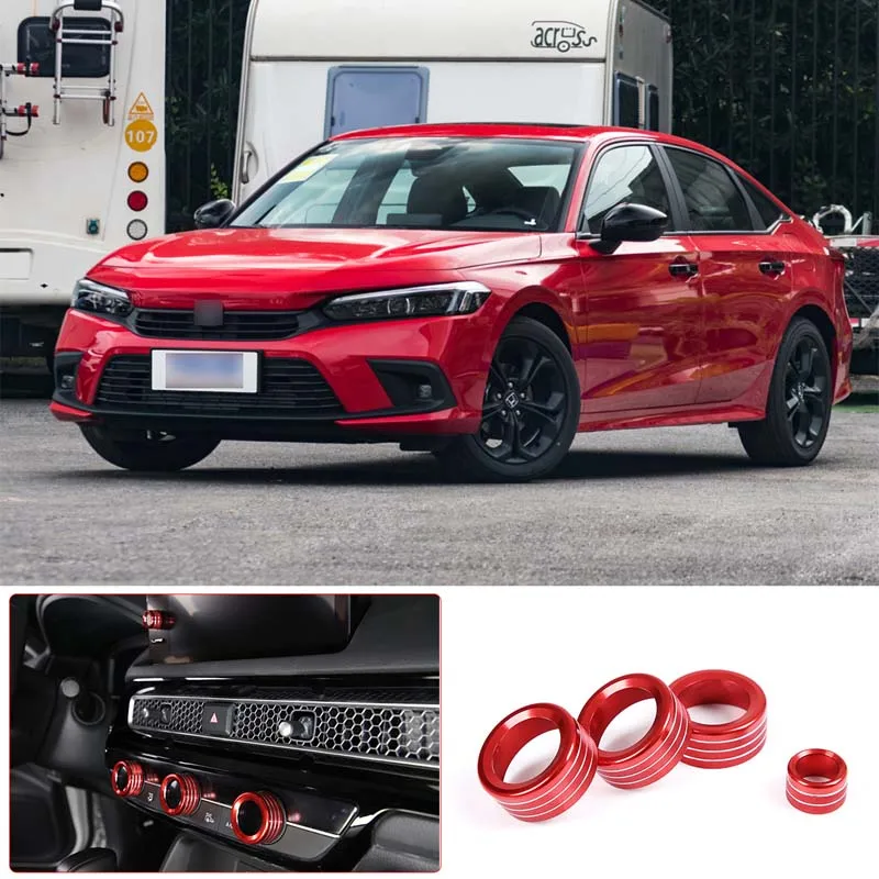 

For Honda Civic 2022 Car Modeling Air Conditioning Volume Knob Decorative Ring Aluminum Alloy Interior Modification Accessories