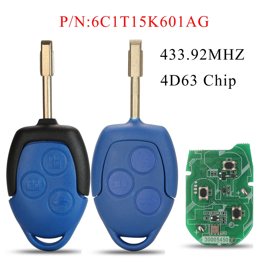 Jingyuqin 3-кнопочный 433 МГц 4D63 чип дистанционного управления автомобильным ключом