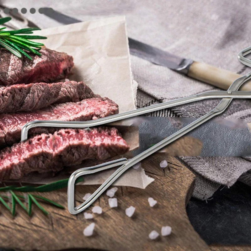 Promotion! Pastry Cake Bread Clamp Grilled Food Roast Clip Kitchen Tongs Stainless Steel Cooking Buffet Picnic BBQ Pliers |