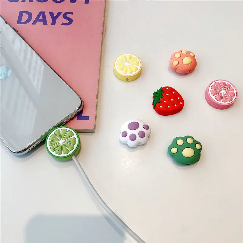 

Cartoon Fruit Cable Protector For iPhone Samsung USB Charging Cute Cable Protector Cord Holder Case Earphone Cable Decor Cover