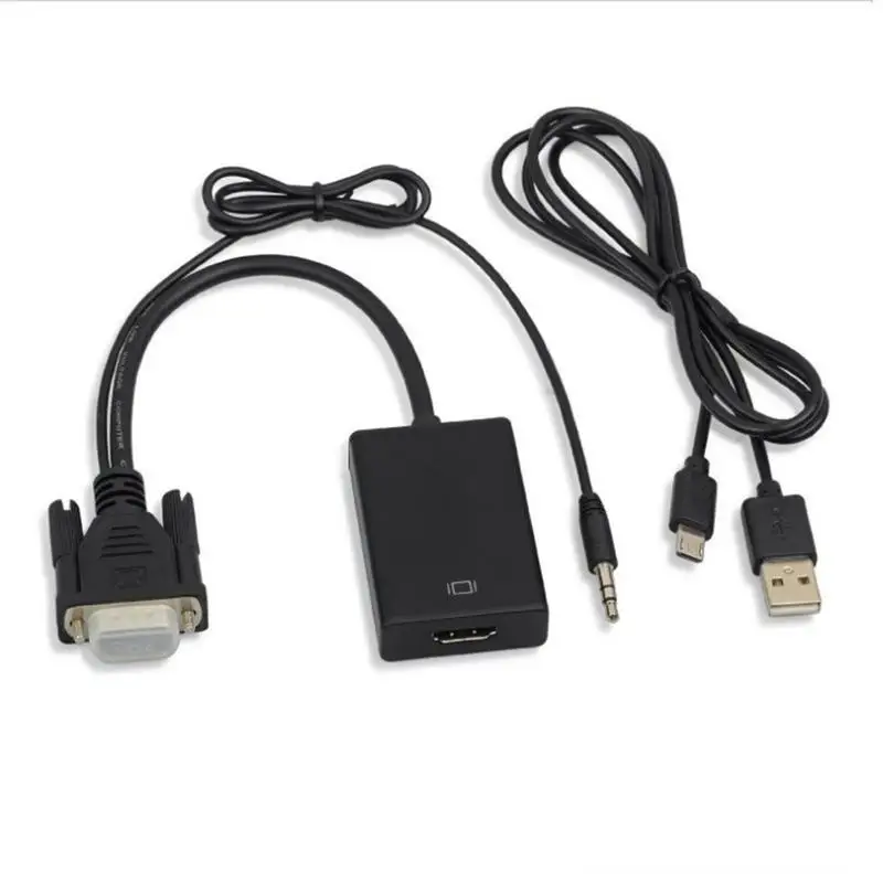 

1080P HD Vga To With 3.5mm Audio Cable Vga To -compatible Adapter For PC Ps4 Laptop To HDTV Video Audio Converter