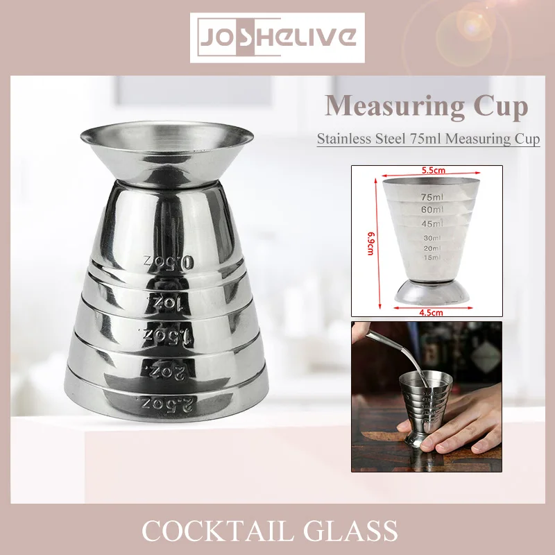 

Мерный стакан из нержавеющей стали 304, стакан для коктейлей, унций, кружка, градиентное мерное кольцо с винным стаканом 75 мл