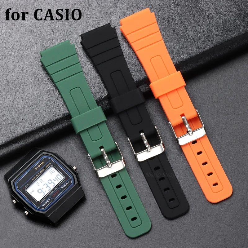 Силиконовый ремешок для часов 18 мм CASIO F91W F84 F105/108 W800H SGW400 A158/168 AE1200/1300 сменный
