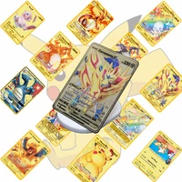 gold metal pokemon cards in english vmax gx golden metalicas letters cartas charizard pikachu kids battle collection card gift