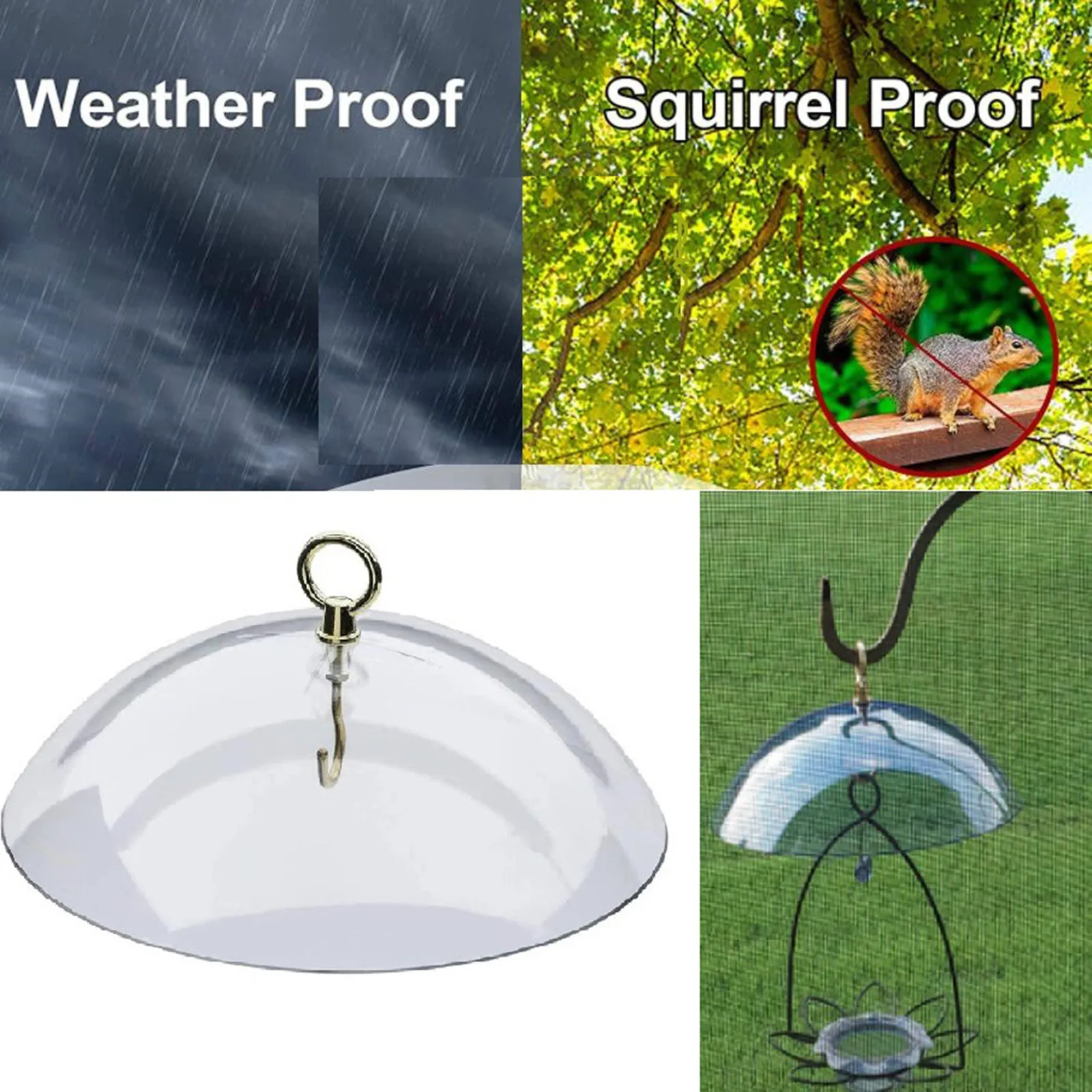 

for Bird Feeder Clear Protective Weather Dome Mealworm Feeder Baffle Rain Cover for Hummingbird Bluebird Squirrel Guard