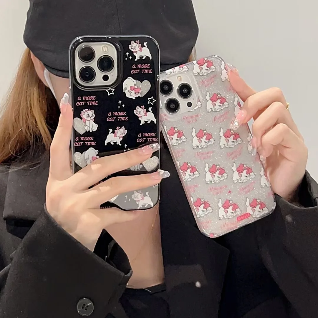 

Disney mary cat cute pink Advanced Texture cartoon Phone Cases For iPhone 14 13 12 11 Pro Max Back Cover