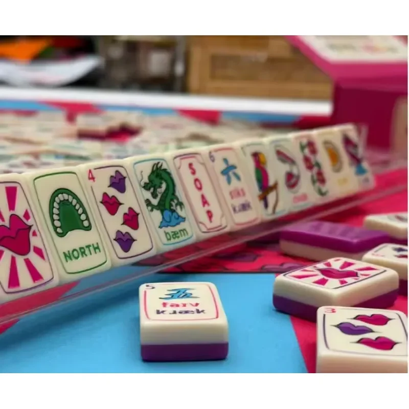 Фото Набор плиток для американского маджонга Sunday Mahjong, 2 слоя, цвета: Баттерскотч, Утренняя Куркума, Сливовое Золото, с гравировкой, из крупной смолы №5